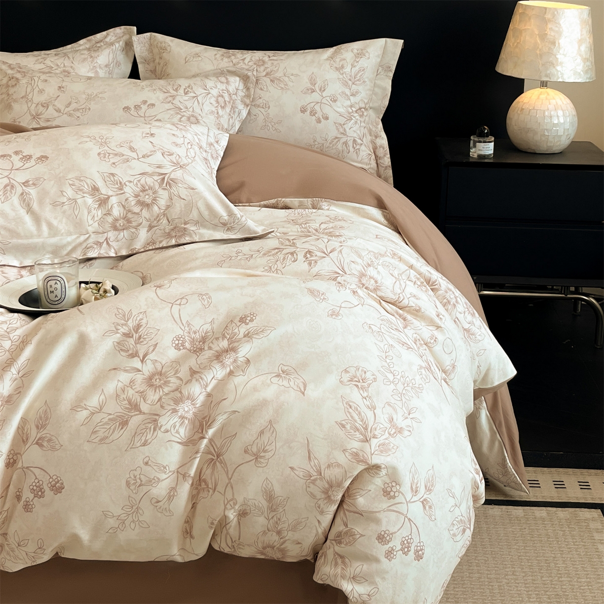 91家纺网 家纺一手货源 找家纺 笙意家纺 2025新款A类全棉纯棉磨毛刺绣印花四件套 洛霖