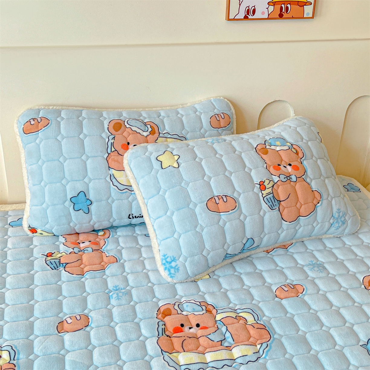 91家纺网 家纺一手货源 找家纺 雯豆家纺 2025新款加厚床垫床褥子牛奶绒床褥床护垫学生宿舍垫子铺底 牛奶绒床褥-趴趴熊