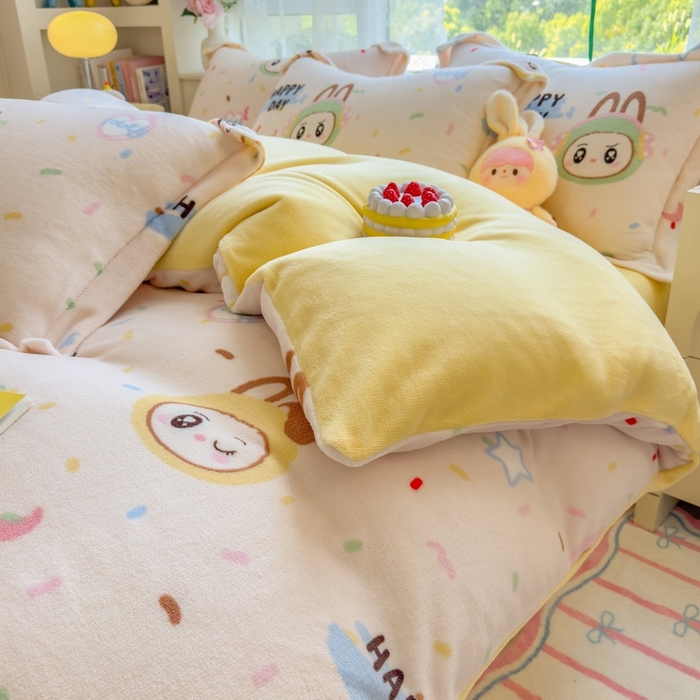 91家纺网 家纺一手货源 找家纺 （总）丝羽坊 2025新款200克加厚小清新牛奶绒床单款 床笠款四件套 被套