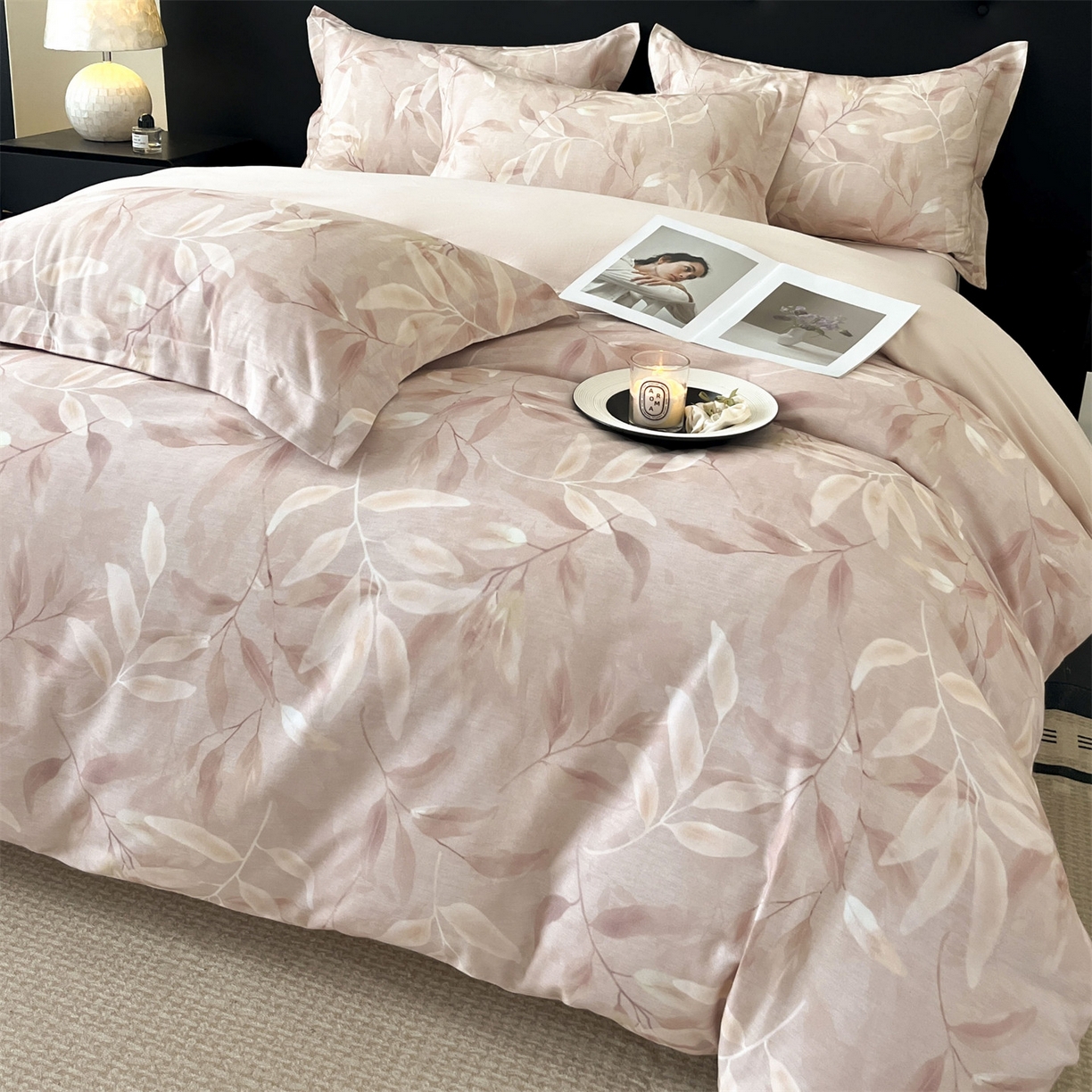 91家纺网 家纺一手货源 找家纺 笙意家纺 2025新款A类全棉纯棉磨毛刺绣印花四件套 米娅