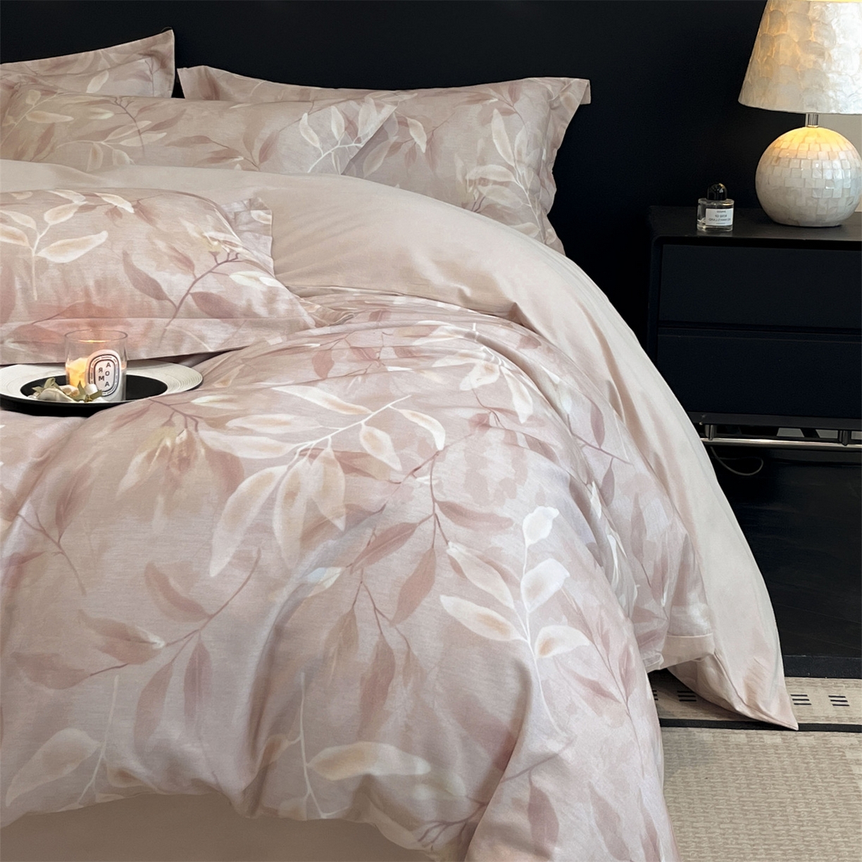 91家纺网 家纺一手货源 找家纺 笙意家纺 2025新款A类全棉纯棉磨毛刺绣印花四件套 米娅