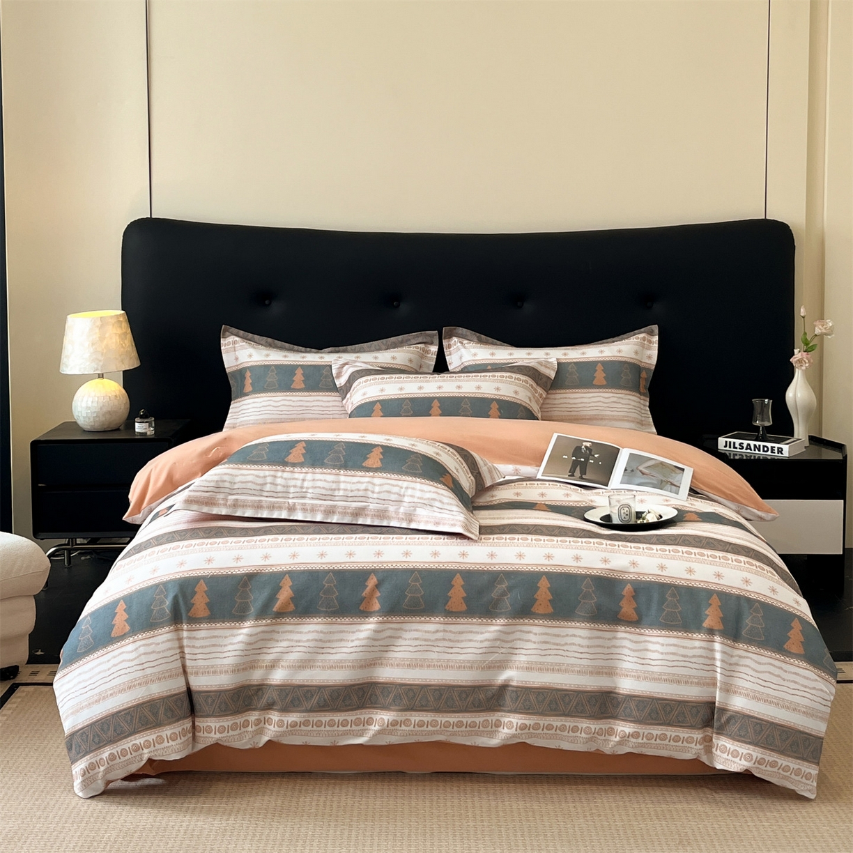 91家纺网 家纺一手货源 找家纺 笙意家纺 2025新款A类全棉纯棉磨毛刺绣印花四件套 意林