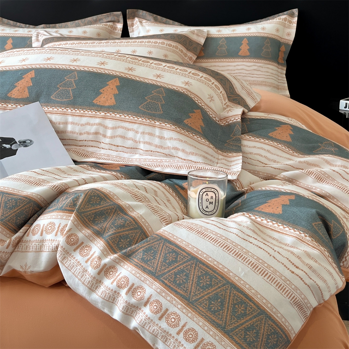 笙意家纺 2025新款A类全棉纯棉磨毛刺绣印花四件套 意林