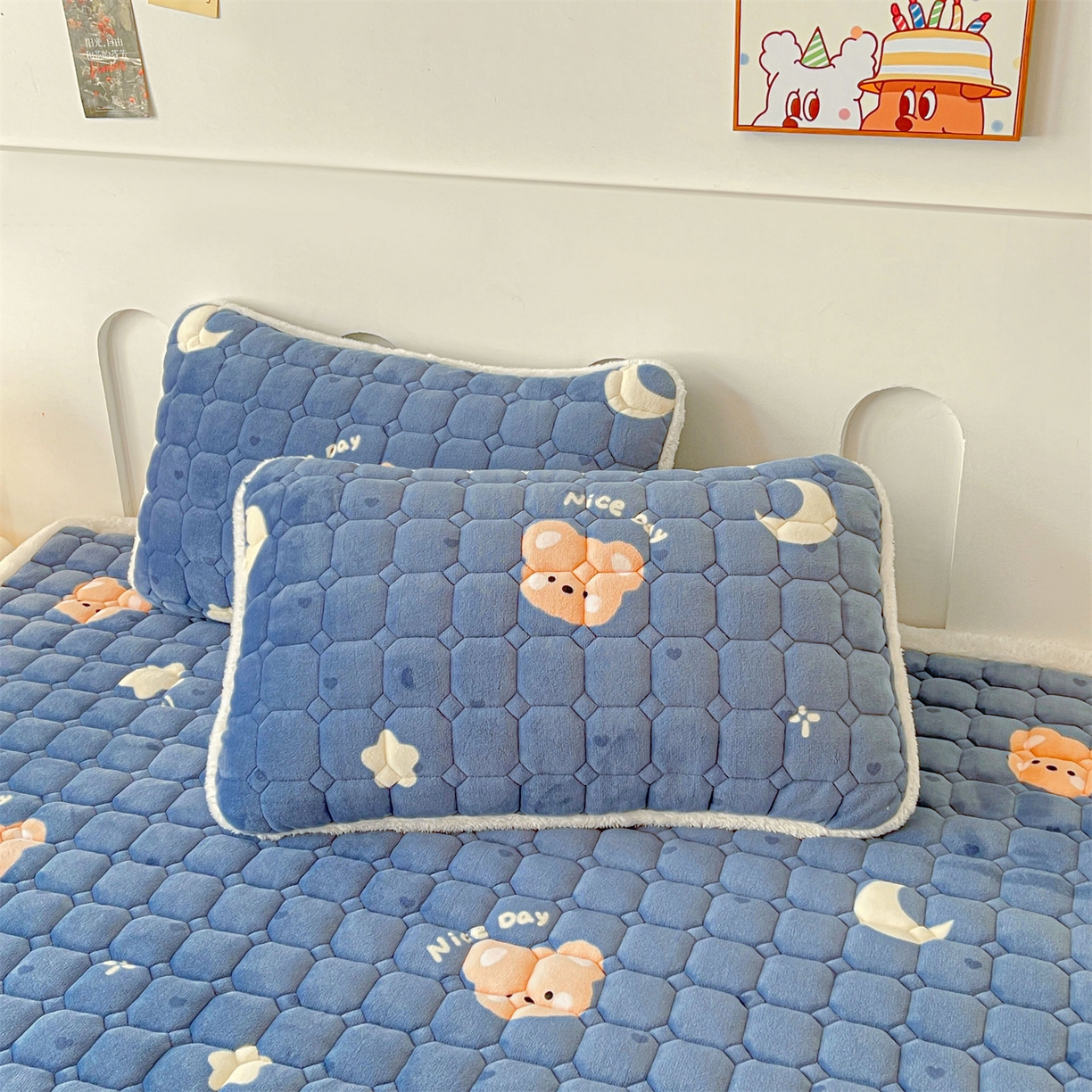 91家纺网 家纺一手货源 找家纺 雯豆家纺 2025新款加厚床垫床褥子牛奶绒床褥床护垫学生宿舍垫子铺底 牛奶绒床褥-太空小熊