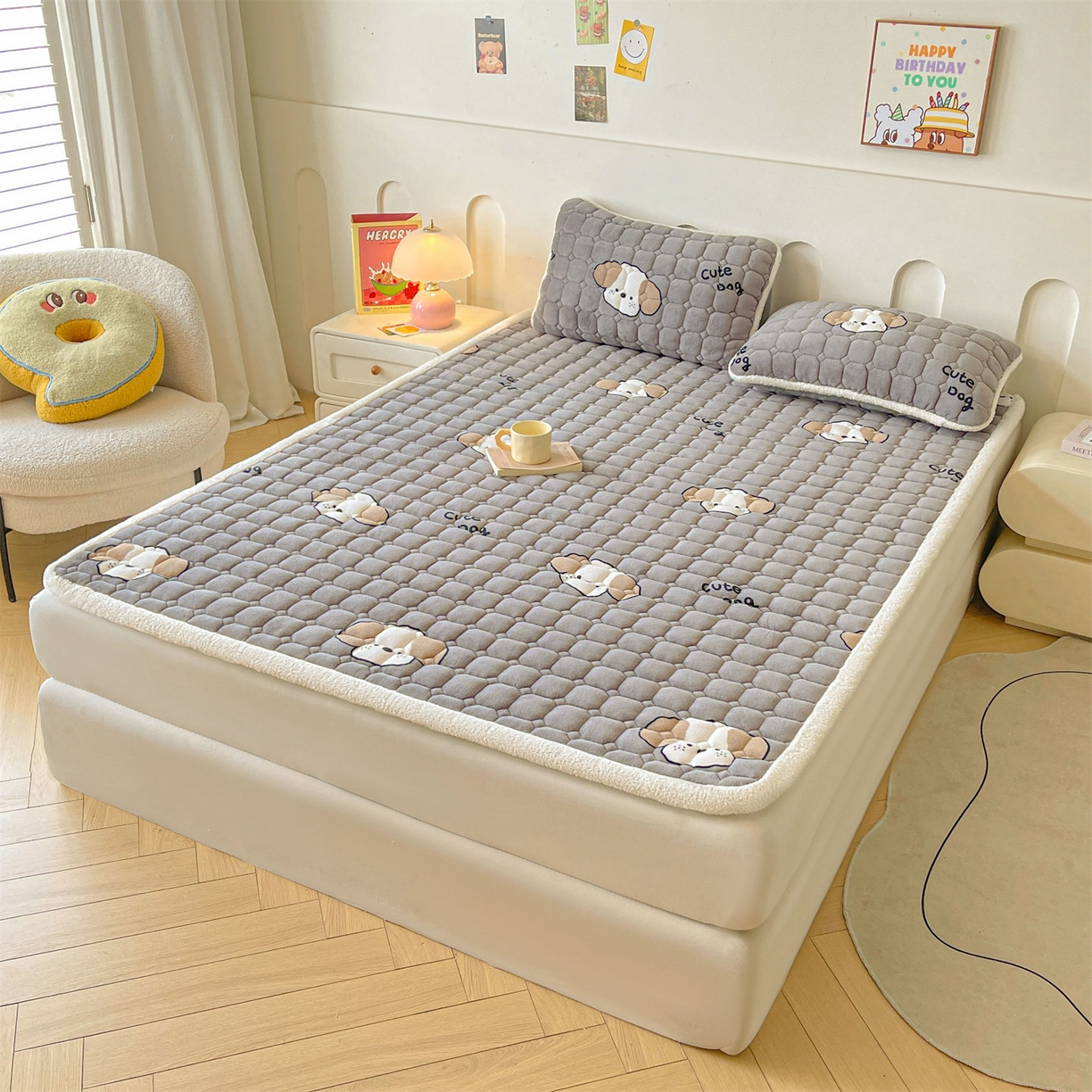 91家纺网 家纺一手货源 找家纺 雯豆家纺 2025新款加厚床垫床褥子牛奶绒床褥床护垫学生宿舍垫子铺底 牛奶绒床褥-阳光狗