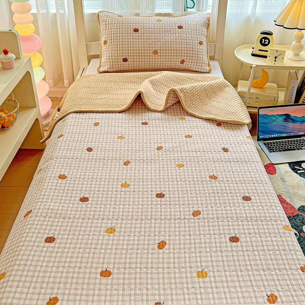 91家纺网 家纺一手货源 找家纺 （总）恒尚居 2025新款学生床盖纯棉牛奶绒 正反两用夹棉床单床垫-秋冬款 四季通用-系列二