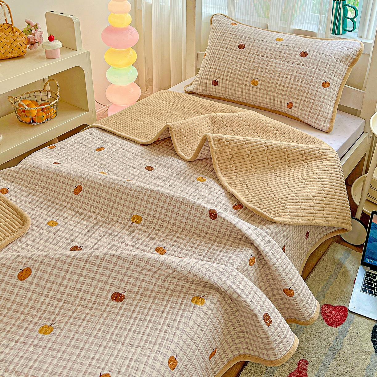 91家纺网 家纺一手货源 找家纺 （总）恒尚居 2025新款学生床盖纯棉牛奶绒 正反两用夹棉床单床垫-秋冬款 四季通用-系列二