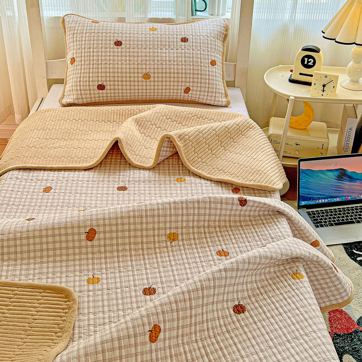 91家纺网 家纺一手货源 找家纺 （总）恒尚居 2025新款学生床盖纯棉牛奶绒 正反两用夹棉床单床垫-秋冬款 四季通用-系列二