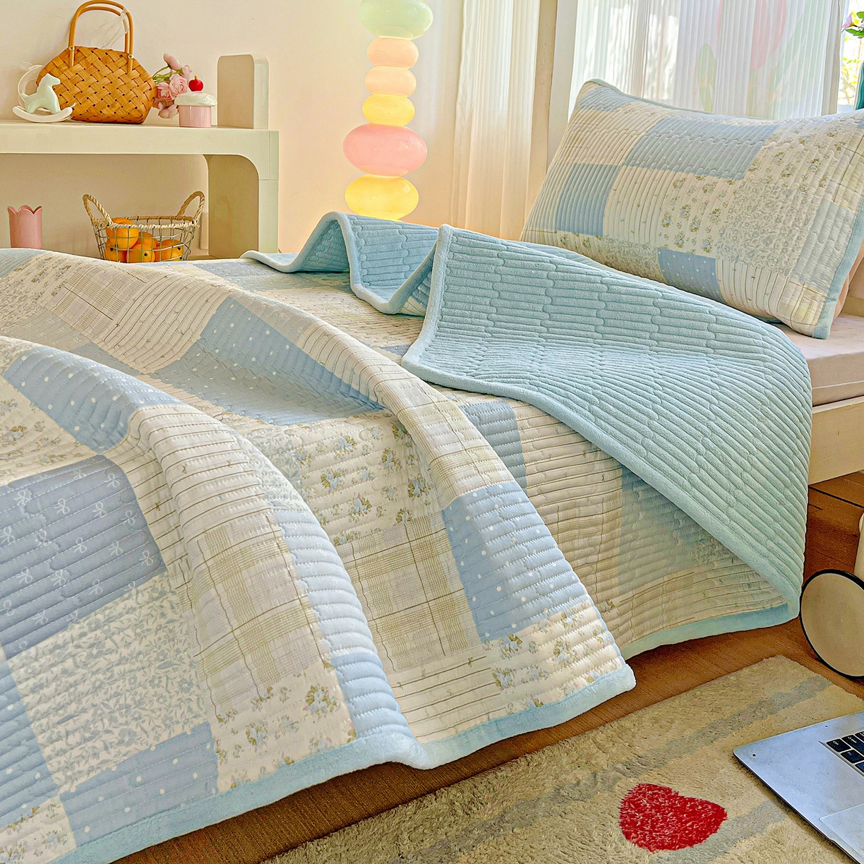 91家纺网 家纺一手货源 找家纺 （总）恒尚居 2025新款学生床盖纯棉牛奶绒 正反两用夹棉床单床垫-秋冬款 四季通用-系列二