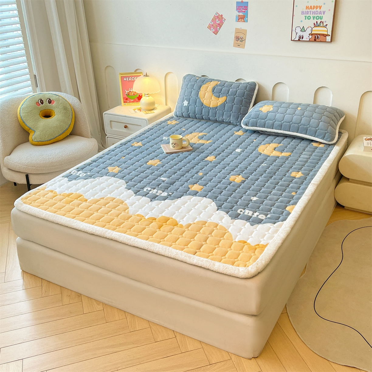 91家纺网 家纺一手货源 找家纺 雯豆家纺 2025新款加厚床垫床褥子牛奶绒床褥床护垫学生宿舍垫子铺底 牛奶绒床褥-筑梦星空