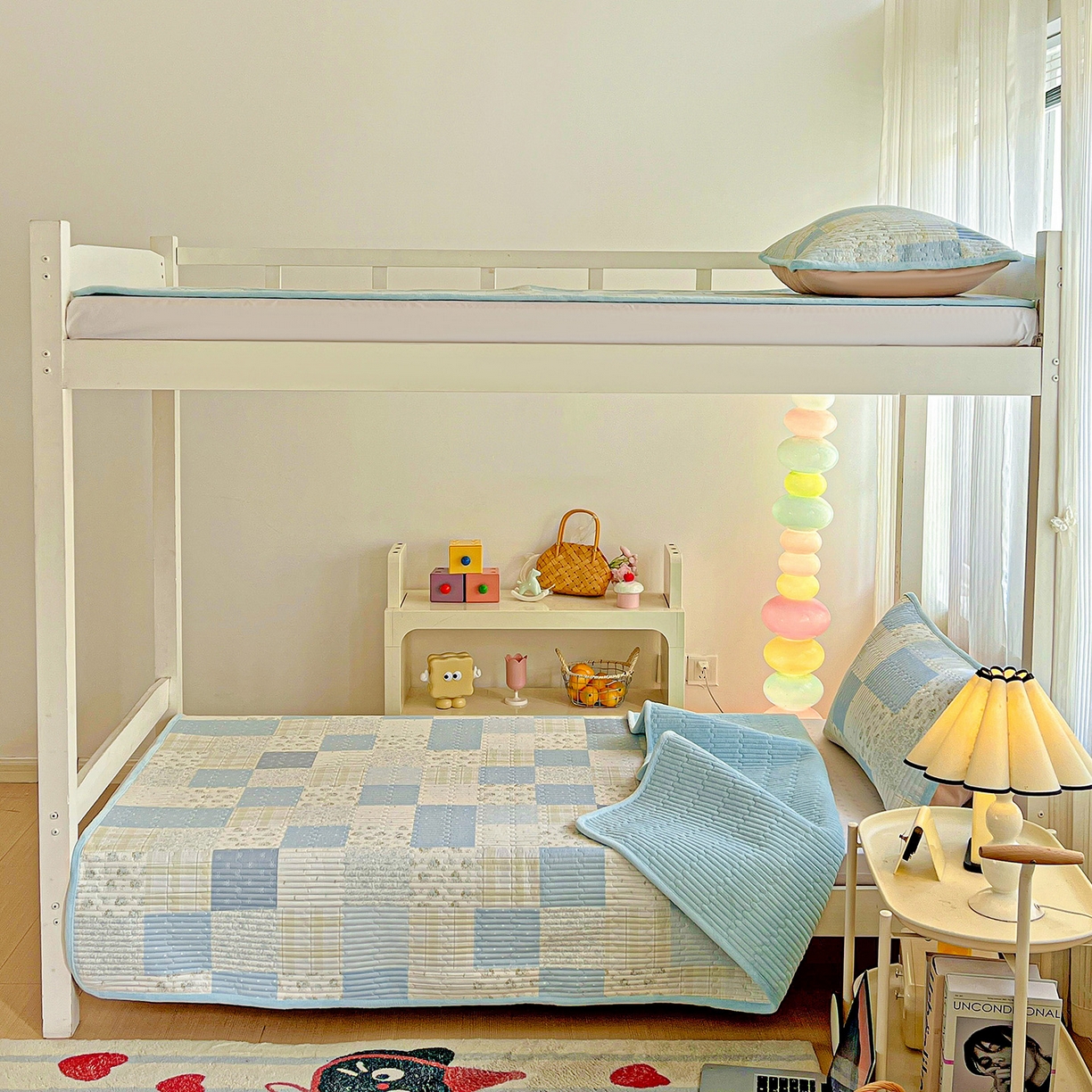 91家纺网 家纺一手货源 找家纺 恒尚居 2025新款学生床盖纯棉牛奶绒 正反两用夹棉床单床垫-秋冬款 四季通用-系列二 芳菲-蓝【A纯棉-B宝宝绒】