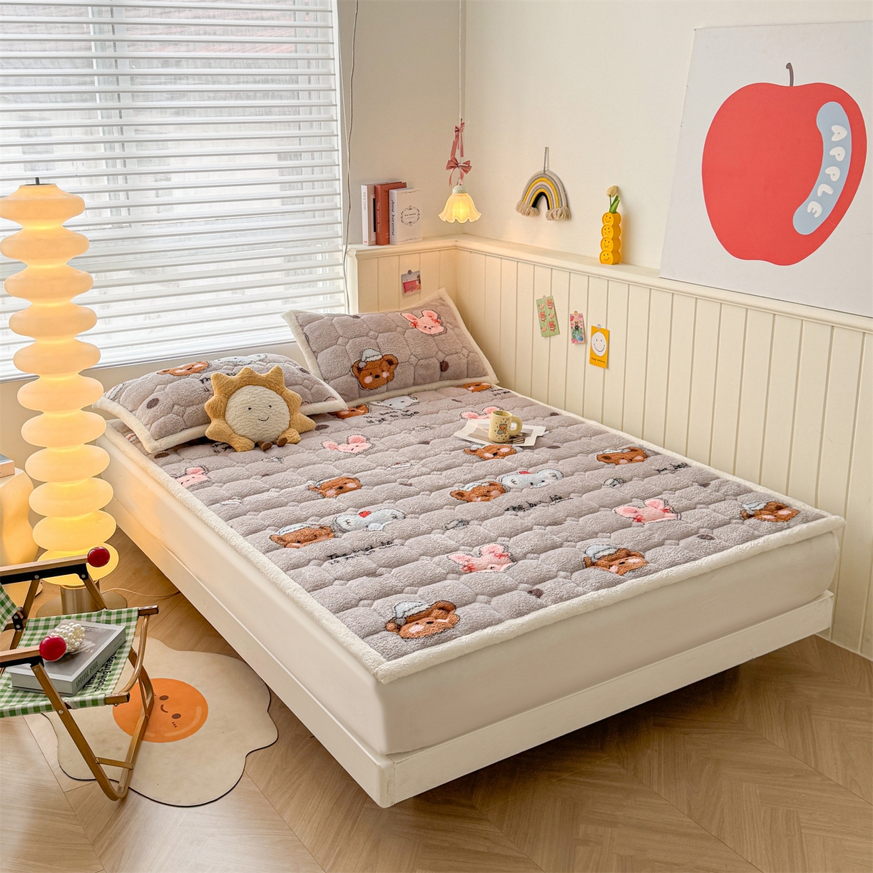 91家纺网 家纺一手货源 找家纺 （总）雯豆家纺 2025新款泰迪绒夹棉床褥子学生宿舍床垫床护垫子加厚卡通保护垫