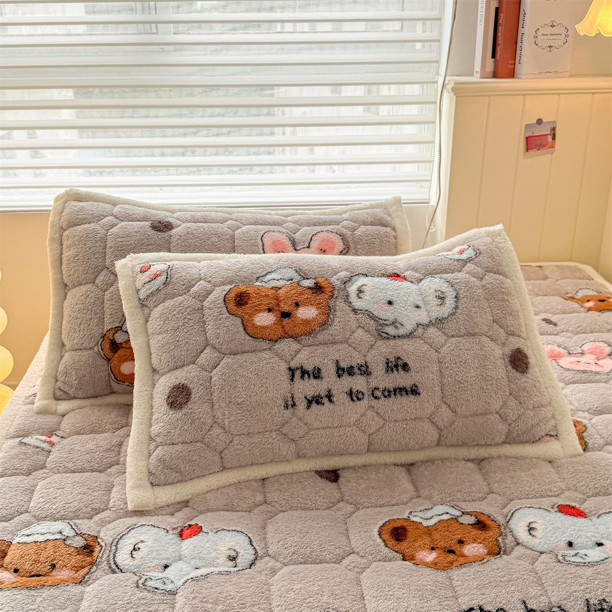 91家纺网 家纺一手货源 找家纺 （总）雯豆家纺 2025新款泰迪绒夹棉床褥子学生宿舍床垫床护垫子加厚卡通保护垫