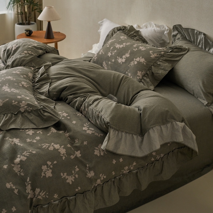 91家纺网 家纺一手货源 找家纺 漫仙阁家纺 2025新款秋冬新款复古风高端原麻四件套 茶颜