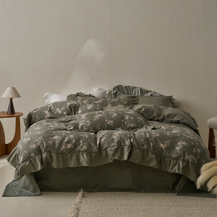 91家纺网 家纺一手货源 找家纺 漫仙阁家纺 2025新款秋冬新款复古风高端原麻四件套 茶颜