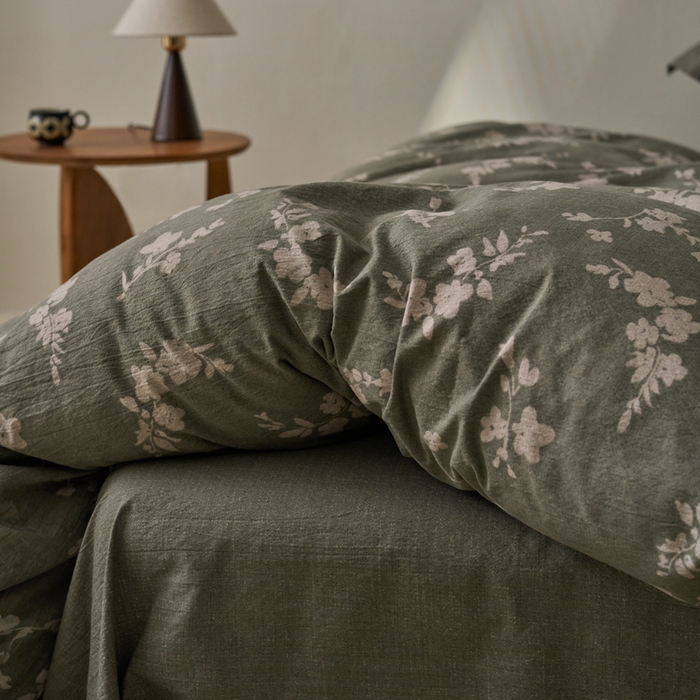 91家纺网 家纺一手货源 找家纺 漫仙阁家纺 2025新款秋冬新款复古风高端原麻四件套 茶颜