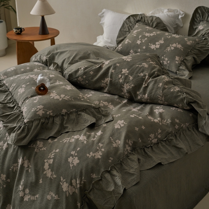 91家纺网 家纺一手货源 找家纺 漫仙阁家纺 2025新款秋冬新款复古风高端原麻四件套 茶颜