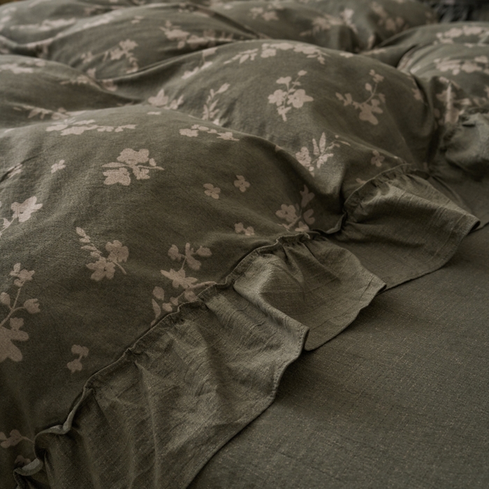 91家纺网 家纺一手货源 找家纺 漫仙阁家纺 2025新款秋冬新款复古风高端原麻四件套 茶颜