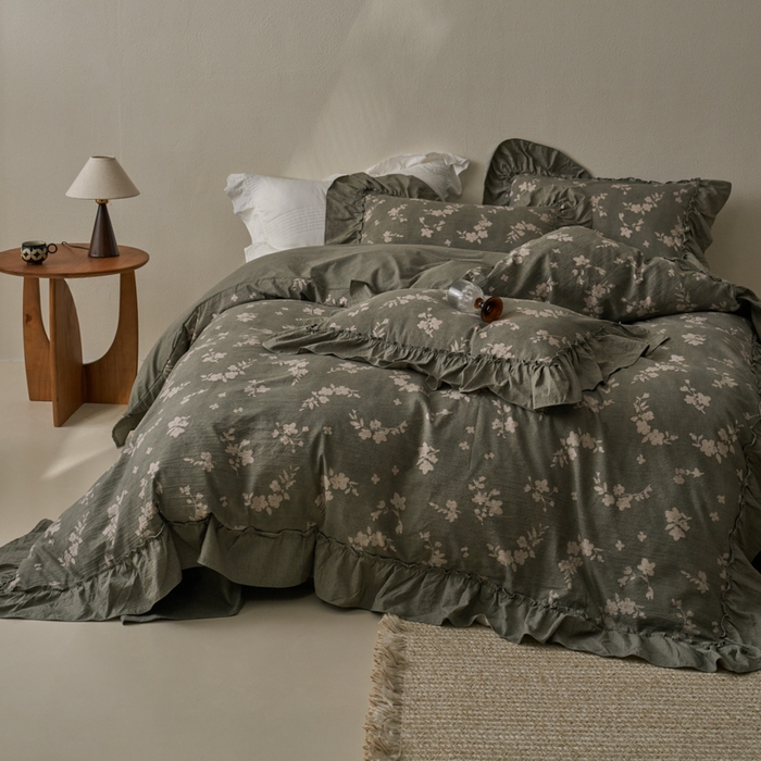 91家纺网 家纺一手货源 找家纺 漫仙阁家纺 2025新款秋冬新款复古风高端原麻四件套 茶颜