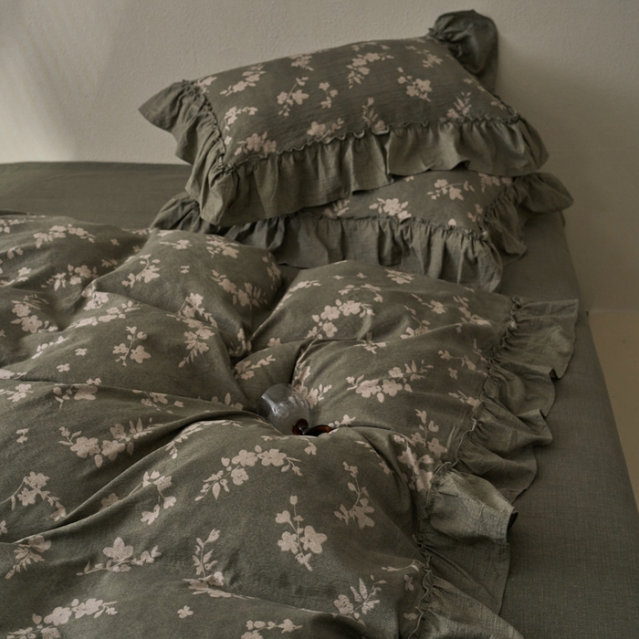 91家纺网 家纺一手货源 找家纺 漫仙阁家纺 2025新款秋冬新款复古风高端原麻四件套 茶颜