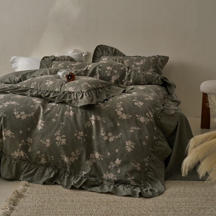 91家纺网 家纺一手货源 找家纺 漫仙阁家纺 2025新款秋冬新款复古风高端原麻四件套 茶颜