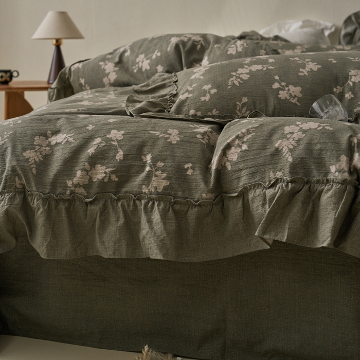 91家纺网 家纺一手货源 找家纺 漫仙阁家纺 2025新款秋冬新款复古风高端原麻四件套 茶颜