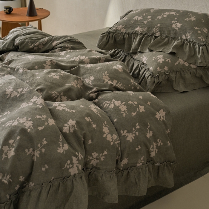 91家纺网 家纺一手货源 找家纺 漫仙阁家纺 2025新款秋冬新款复古风高端原麻四件套 茶颜