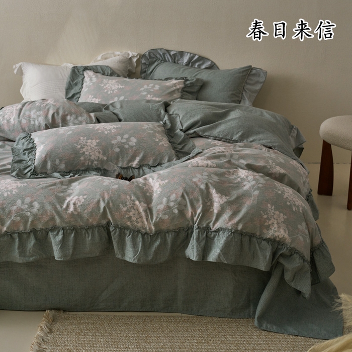 91家纺网 家纺一手货源 找家纺 漫仙阁家纺 2025新款秋冬新款复古风高端原麻四件套 春日来信