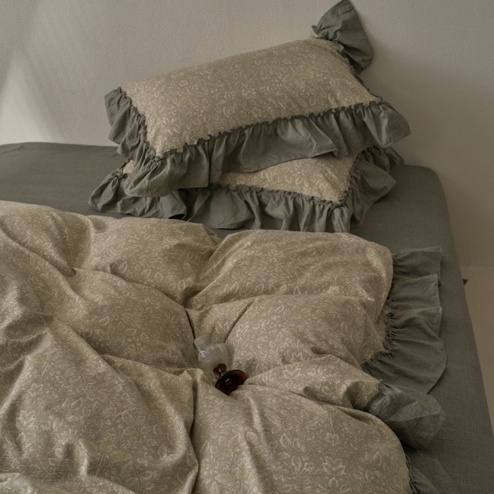 91家纺网 家纺一手货源 找家纺 漫仙阁家纺 2025新款秋冬新款复古风高端原麻四件套 古奈绿