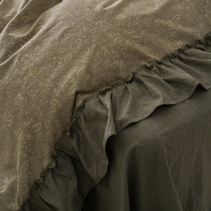 91家纺网 家纺一手货源 找家纺 漫仙阁家纺 2025新款秋冬新款复古风高端原麻四件套 古奈绿