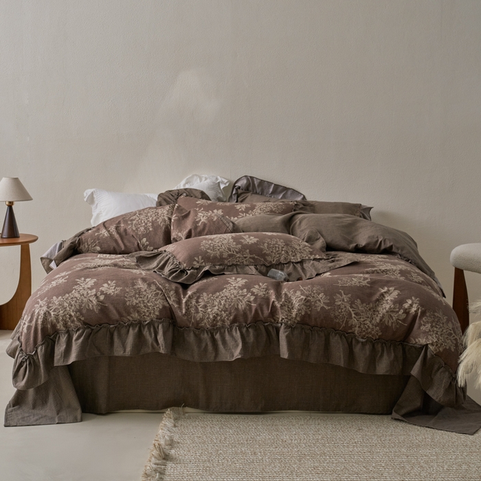 91家纺网 家纺一手货源 找家纺 漫仙阁家纺 2025新款秋冬新款复古风高端原麻四件套 锦瑟