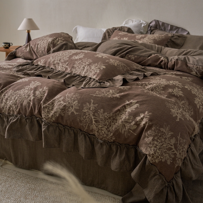 91家纺网 家纺一手货源 找家纺 漫仙阁家纺 2025新款秋冬新款复古风高端原麻四件套 锦瑟