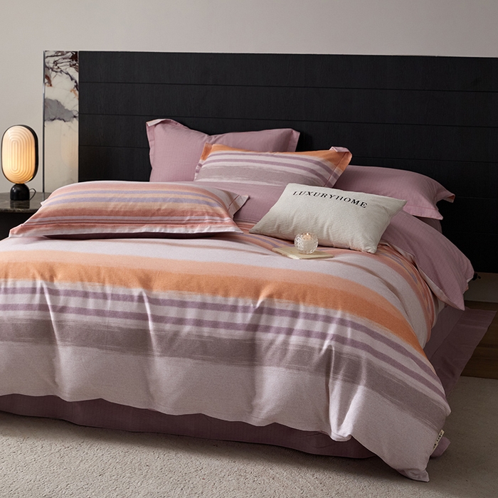 梧桐树 2025新款100%全棉纯棉磨毛四件套-现代轻奢系列 533芬利-棕