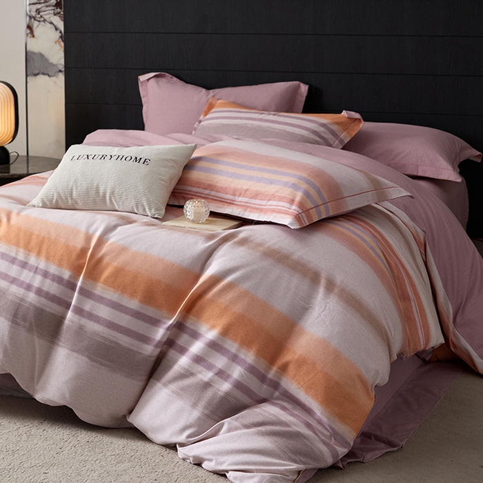 91家纺网 家纺一手货源 找家纺 梧桐树 2025新款100%全棉纯棉磨毛四件套-现代轻奢系列 533芬利-棕