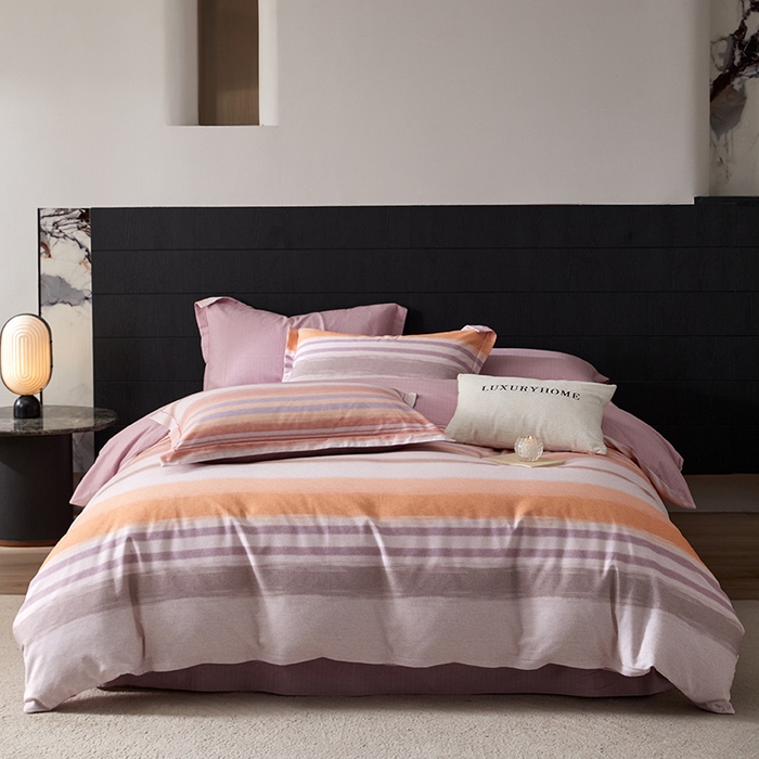 91家纺网 家纺一手货源 找家纺 梧桐树 2025新款100%全棉纯棉磨毛四件套-现代轻奢系列 533芬利-棕