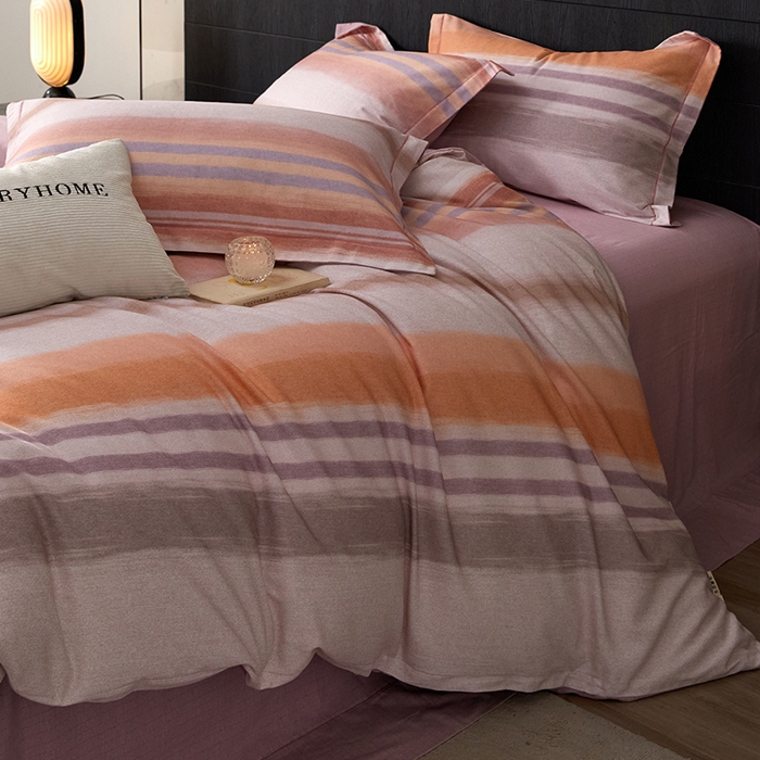 91家纺网 家纺一手货源 找家纺 梧桐树 2025新款100%全棉纯棉磨毛四件套-现代轻奢系列 533芬利-棕