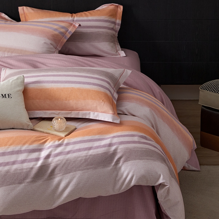 91家纺网 家纺一手货源 找家纺 梧桐树 2025新款100%全棉纯棉磨毛四件套-现代轻奢系列 533芬利-棕