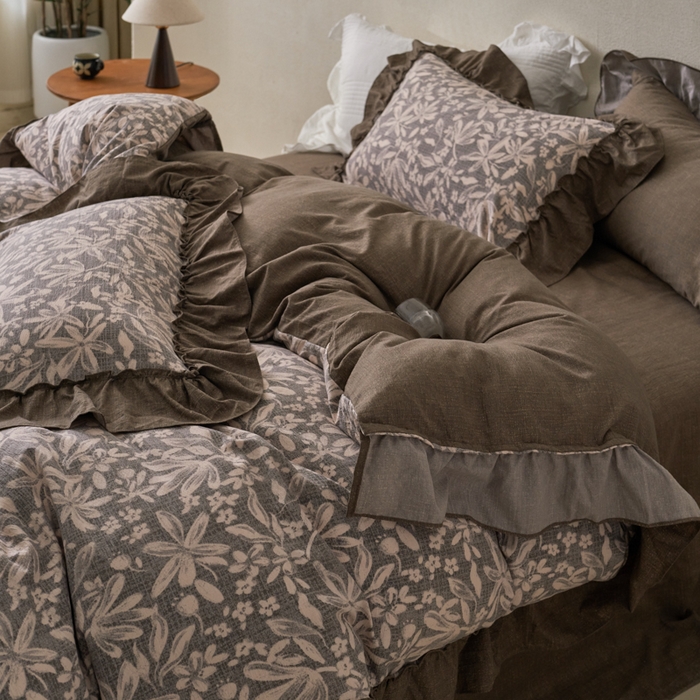 91家纺网 家纺一手货源 找家纺 漫仙阁家纺 2025新款秋冬新款复古风高端原麻四件套 秋意浓