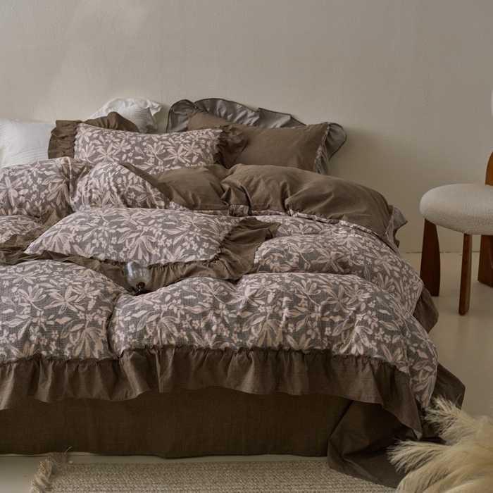 91家纺网 家纺一手货源 找家纺 漫仙阁家纺 2025新款秋冬新款复古风高端原麻四件套 秋意浓