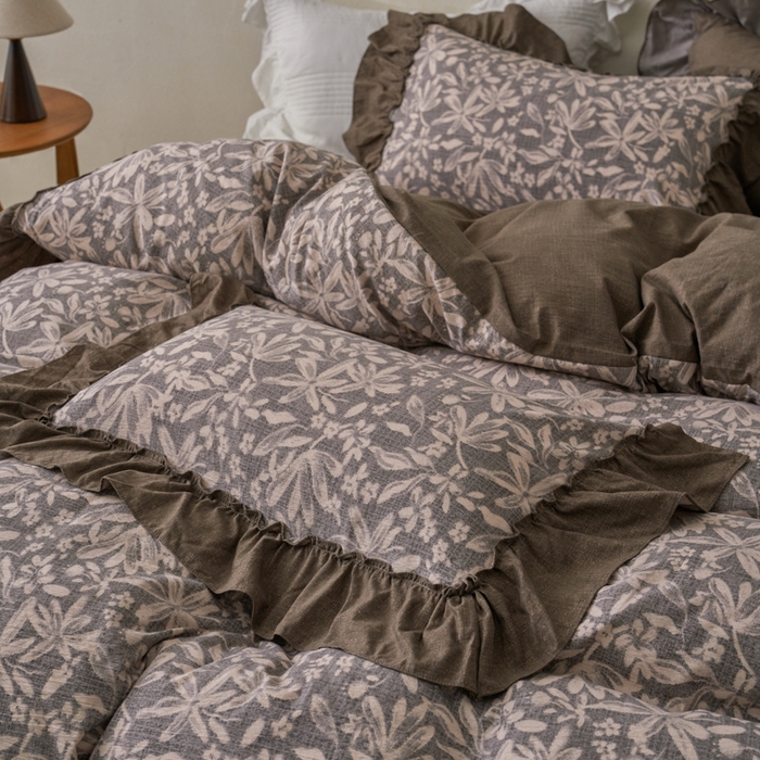 91家纺网 家纺一手货源 找家纺 漫仙阁家纺 2025新款秋冬新款复古风高端原麻四件套 秋意浓