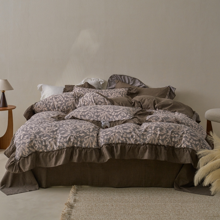 91家纺网 家纺一手货源 找家纺 漫仙阁家纺 2025新款秋冬新款复古风高端原麻四件套 秋意浓