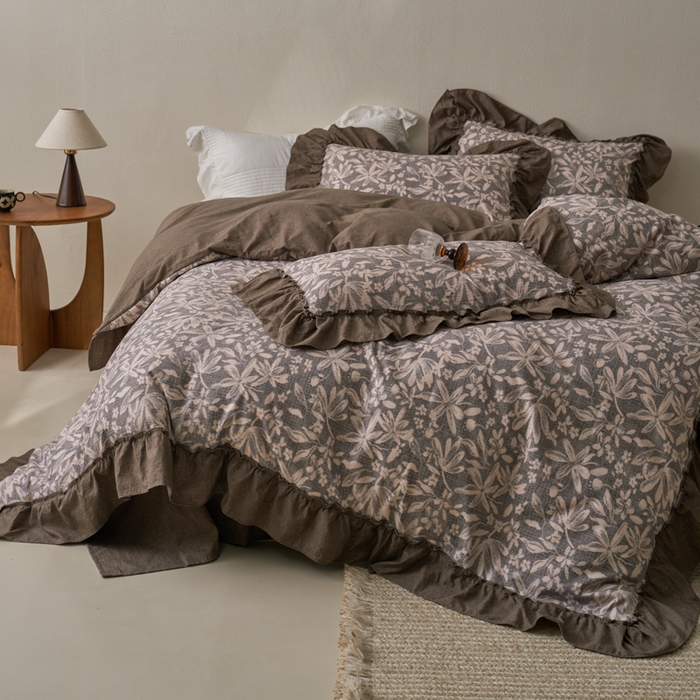 91家纺网 家纺一手货源 找家纺 漫仙阁家纺 2025新款秋冬新款复古风高端原麻四件套 秋意浓