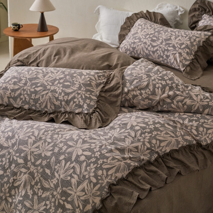 91家纺网 家纺一手货源 找家纺 漫仙阁家纺 2025新款秋冬新款复古风高端原麻四件套 秋意浓