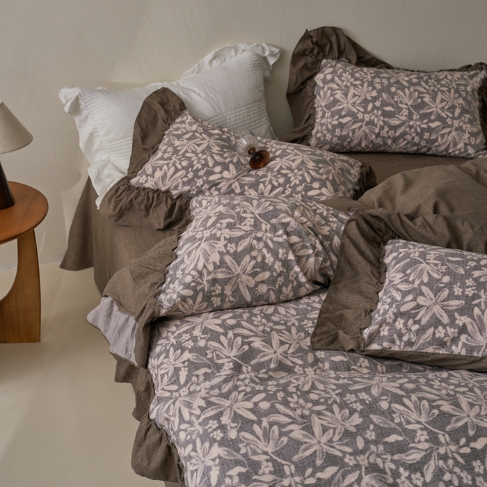 91家纺网 家纺一手货源 找家纺 漫仙阁家纺 2025新款秋冬新款复古风高端原麻四件套 秋意浓