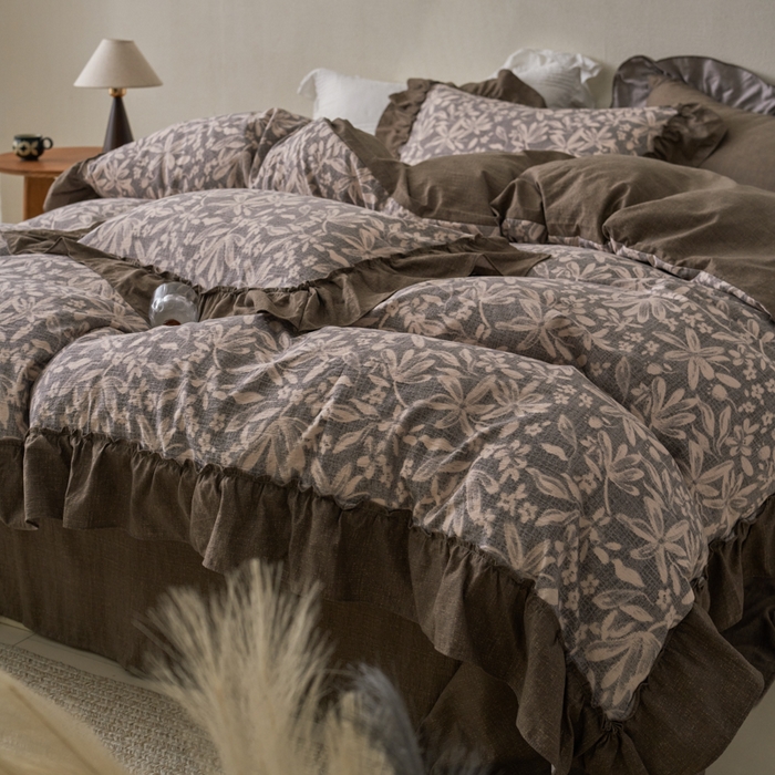 91家纺网 家纺一手货源 找家纺 漫仙阁家纺 2025新款秋冬新款复古风高端原麻四件套 秋意浓