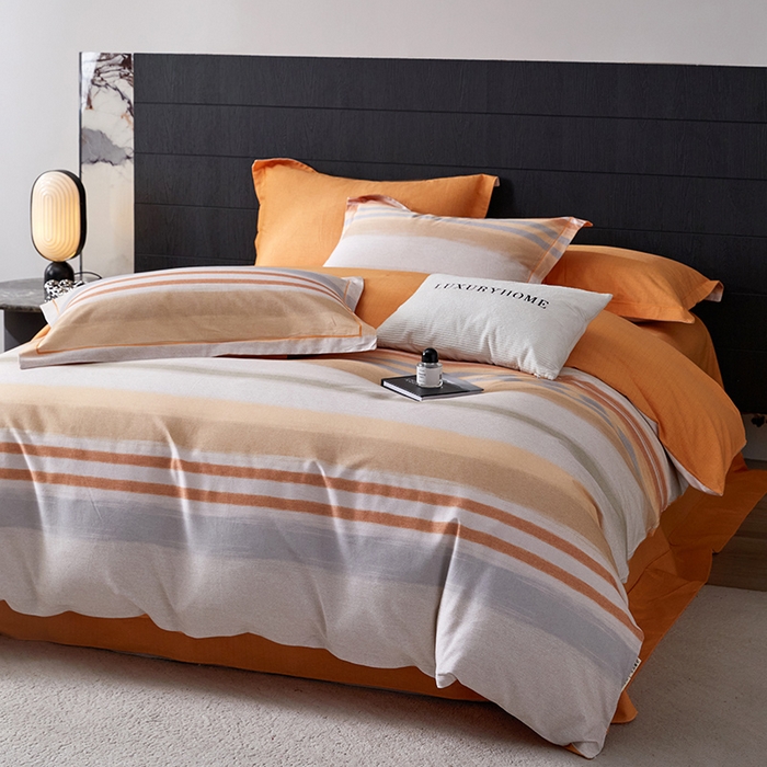 梧桐树 2025新款100%全棉纯棉磨毛四件套-现代轻奢系列 534芬利-桔