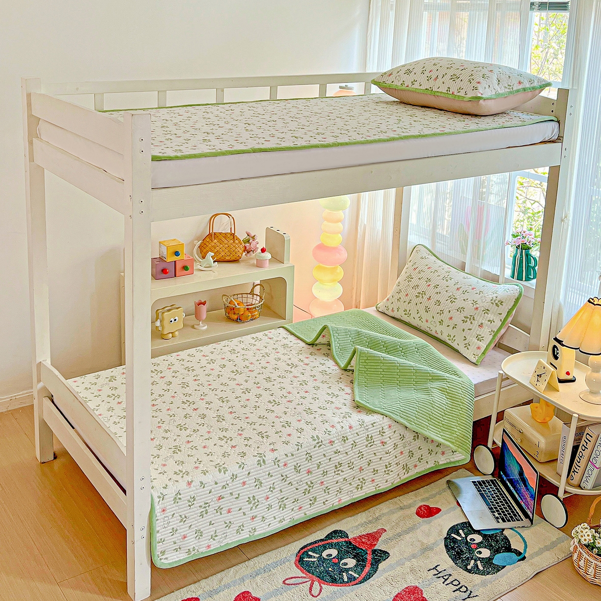 91家纺网 家纺一手货源 找家纺 恒尚居 2025新款学生床盖纯棉牛奶绒 正反两用夹棉床单床垫-秋冬款 四季通用-系列二 清新雅韵【A纯棉-B宝宝绒】