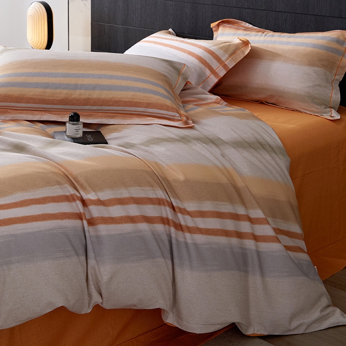 91家纺网 家纺一手货源 找家纺 梧桐树 2025新款100%全棉纯棉磨毛四件套-现代轻奢系列 534芬利-桔