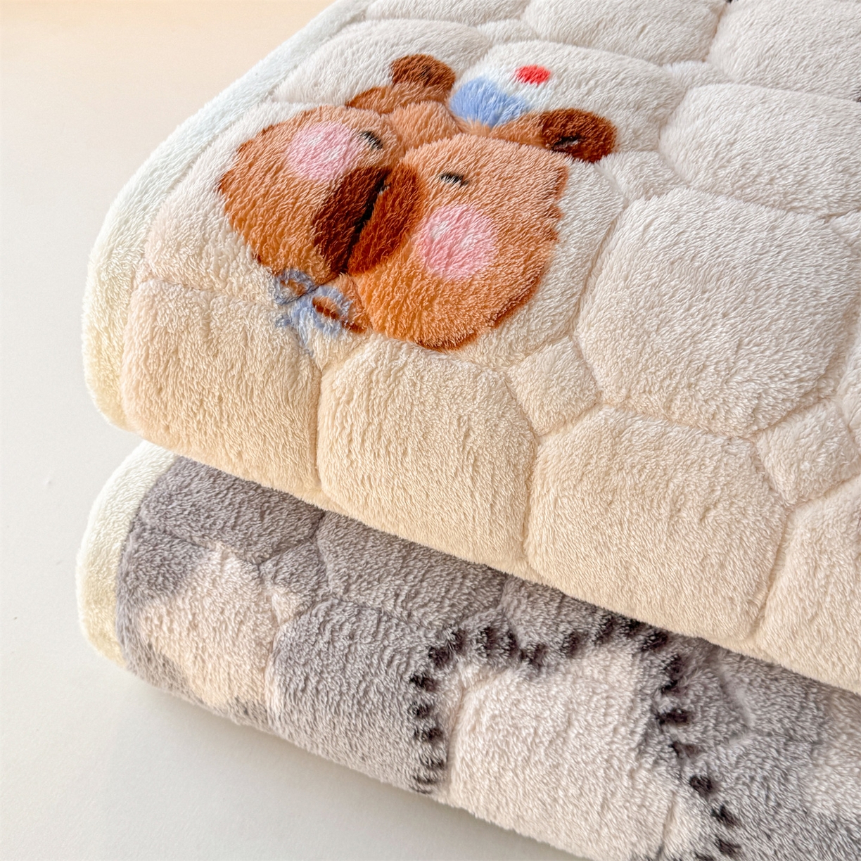 91家纺网 家纺一手货源 找家纺 雯豆家纺 2025新款泰迪绒夹棉床褥子学生宿舍床垫床护垫子加厚卡通保护垫 组合图仅供参考不可下单