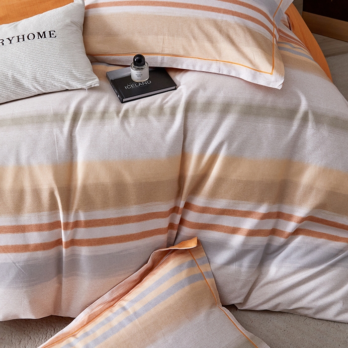 91家纺网 家纺一手货源 找家纺 梧桐树 2025新款100%全棉纯棉磨毛四件套-现代轻奢系列 534芬利-桔